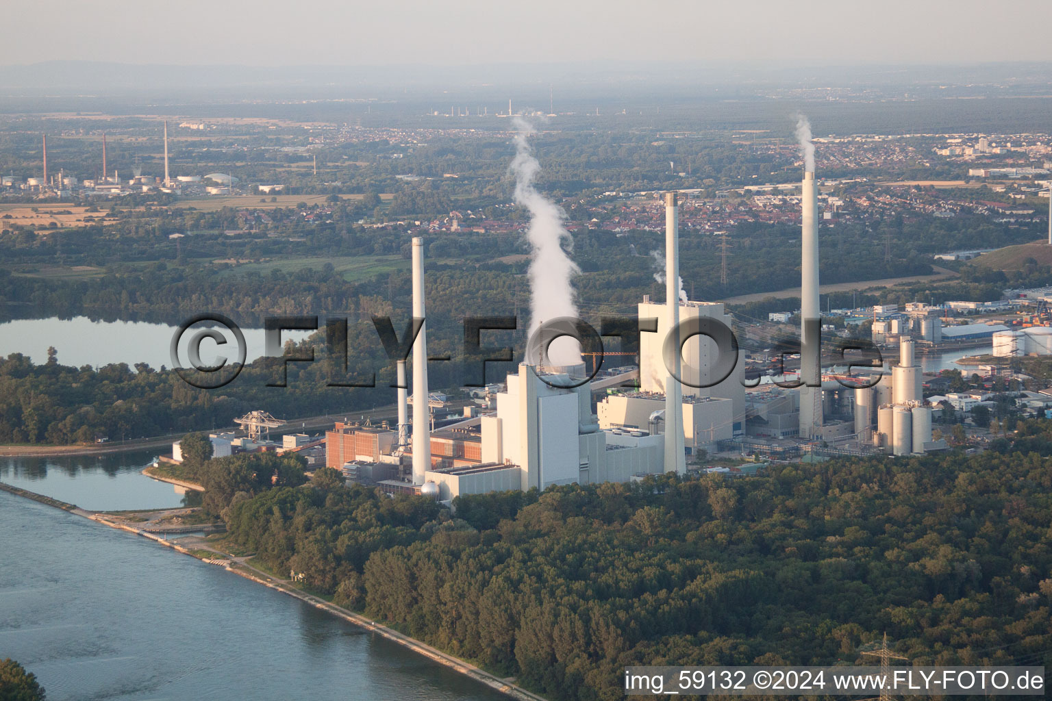 ENBW power plant on the Rhine in the district Rheinhafen in Karlsruhe in the state Baden-Wuerttemberg, Germany