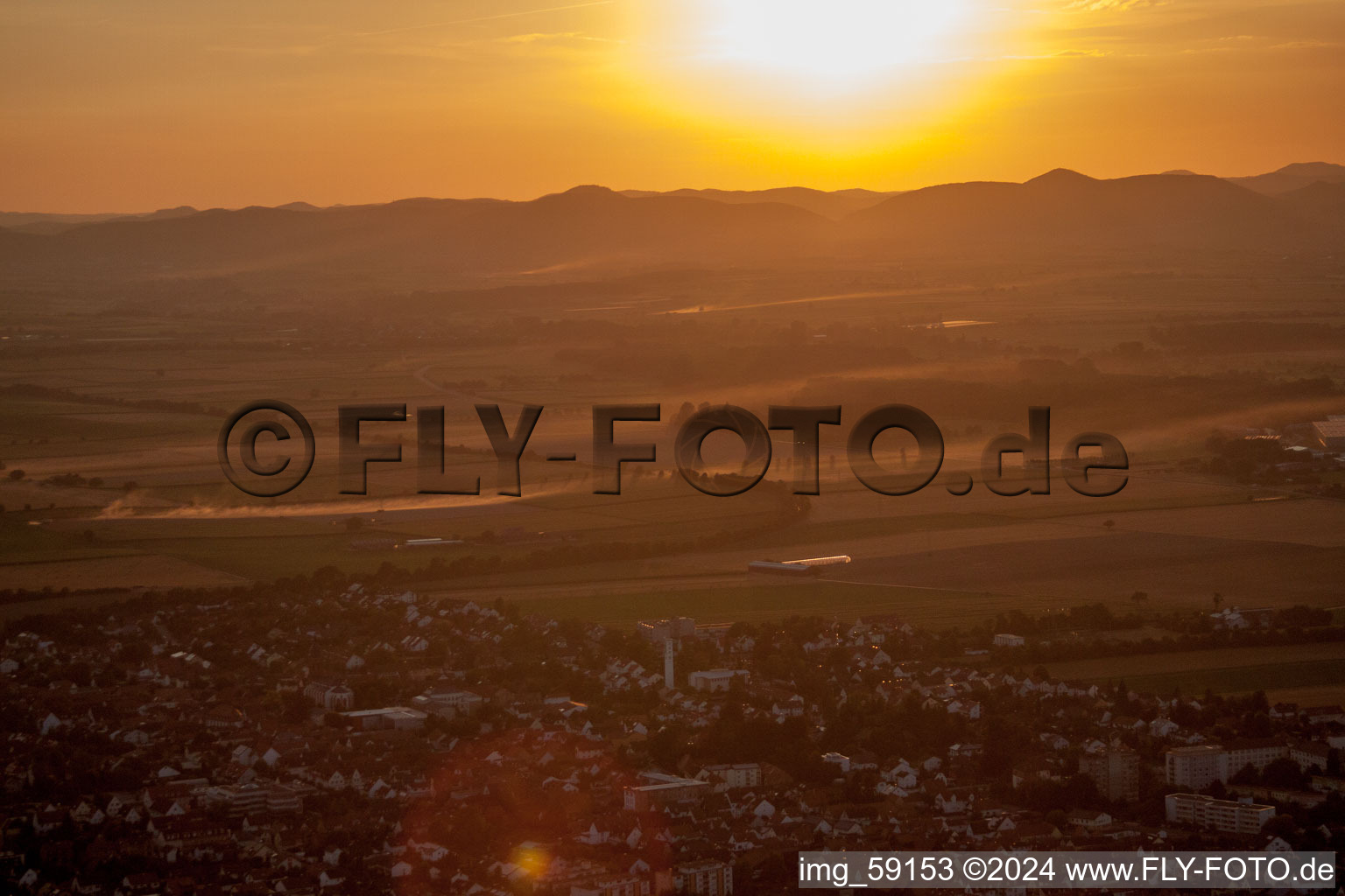 Kandel in the state Rhineland-Palatinate, Germany from the plane