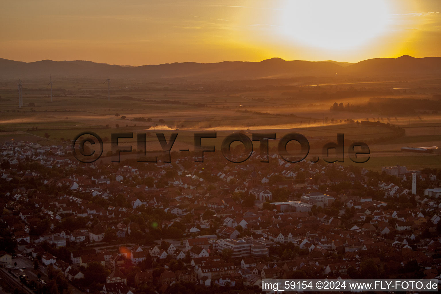 Bird's eye view of Kandel in the state Rhineland-Palatinate, Germany