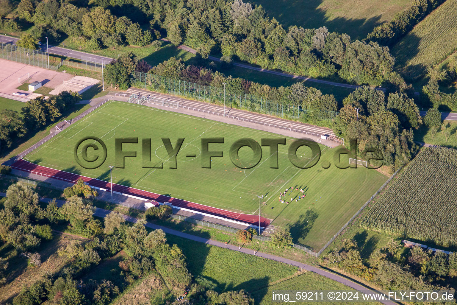 Aerial photograpy of Sports fields SV Sinzheim eV in Sinzheim in the state Baden-Wuerttemberg, Germany