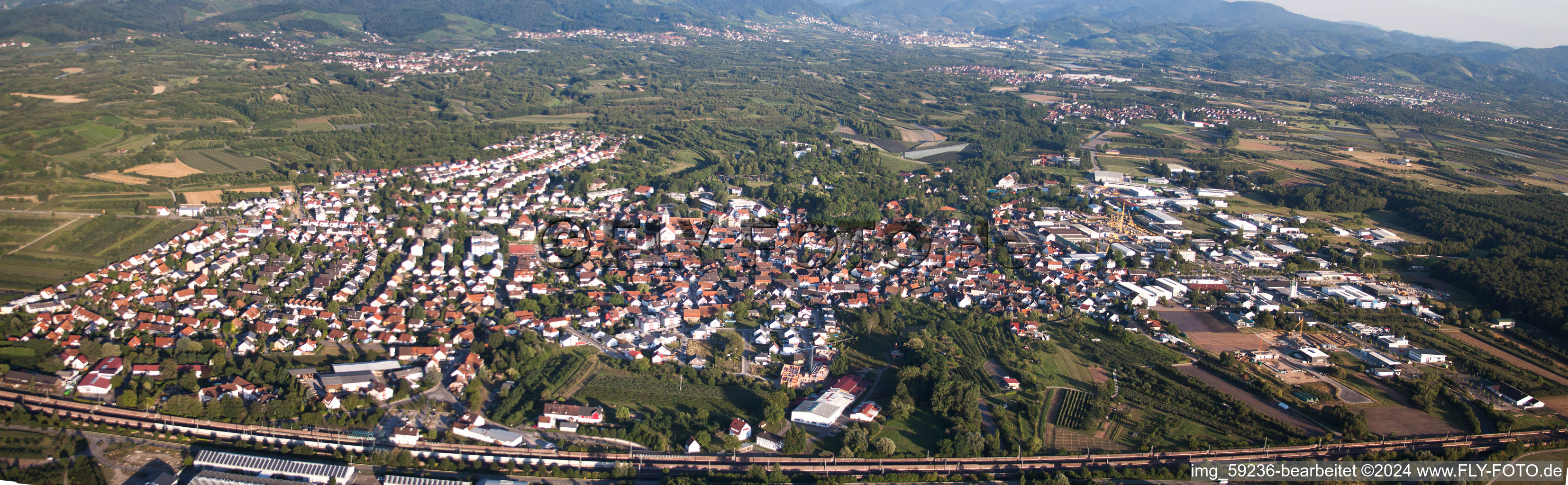 Panorama in Renchen in the state Baden-Wuerttemberg, Germany