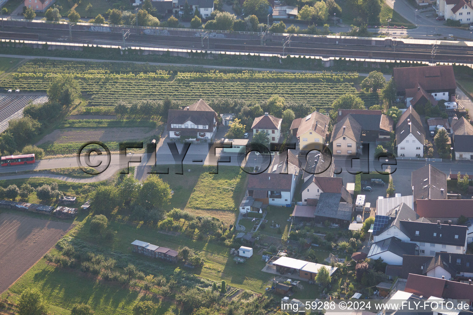 Oblique view of District Urloffen in Appenweier in the state Baden-Wuerttemberg, Germany