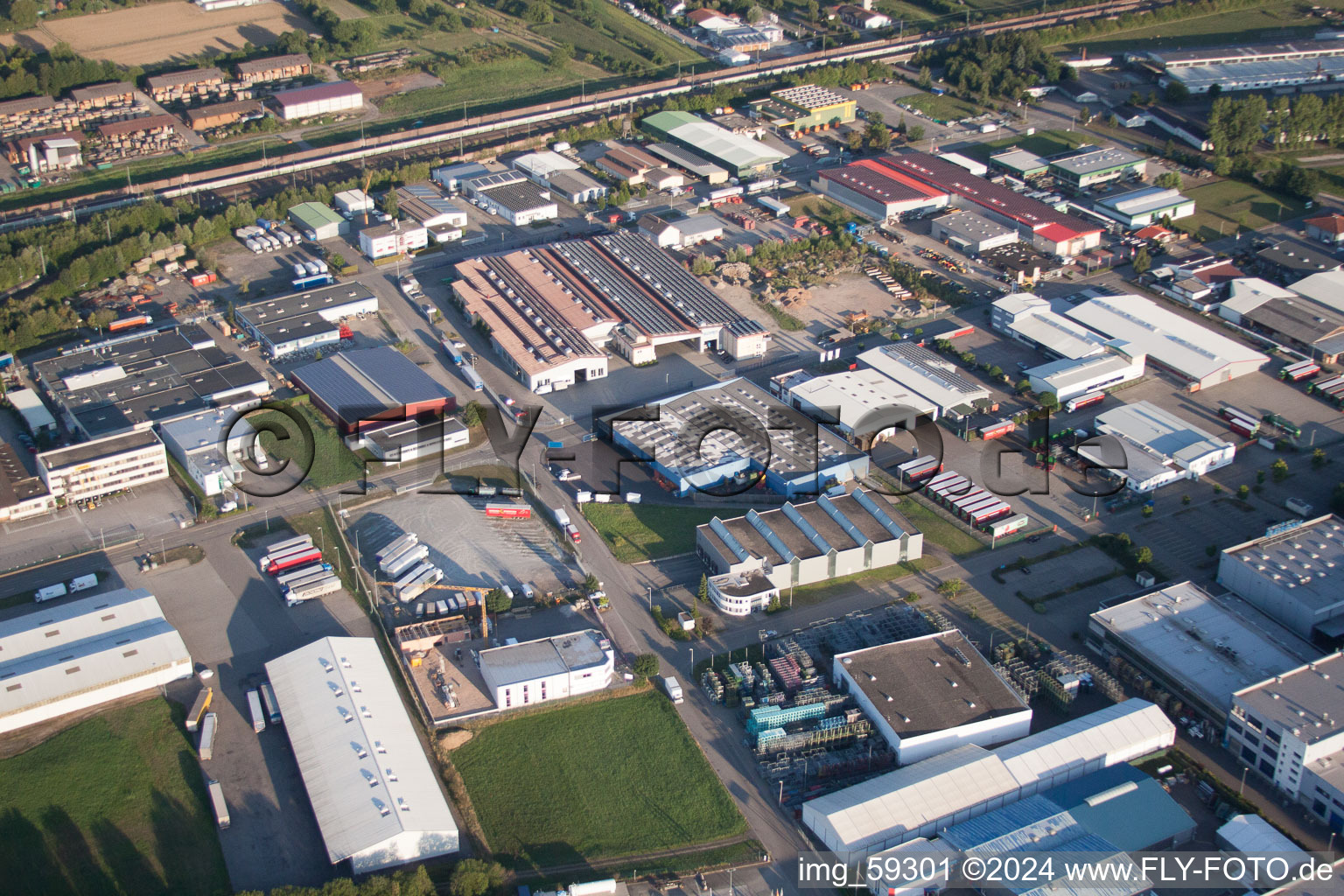 Aerial view of Industrial area in Appenweier in the state Baden-Wuerttemberg, Germany