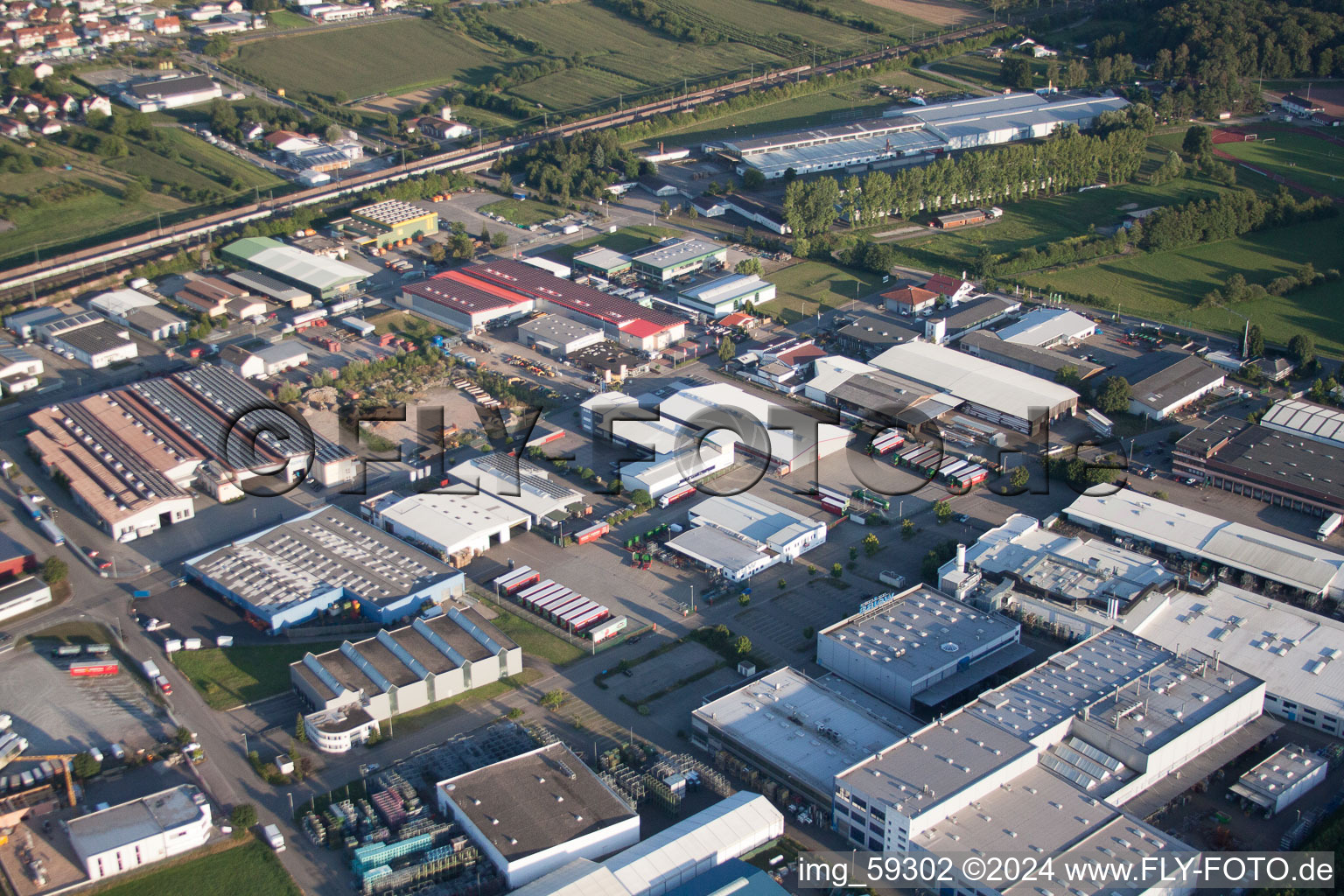 Aerial photograpy of Industrial area in Appenweier in the state Baden-Wuerttemberg, Germany