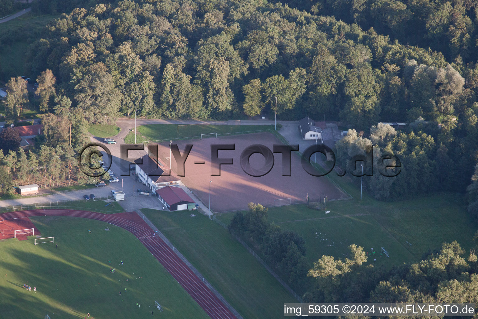 Oblique view of Sports club Appenweier 1925 eV in Appenweier in the state Baden-Wuerttemberg, Germany