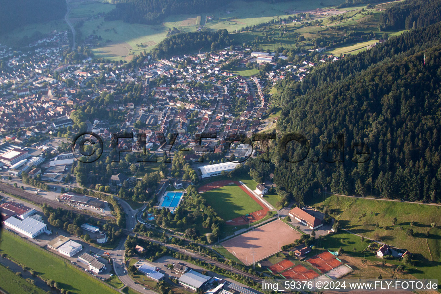 Haslach im Kinzigtal in the state Baden-Wuerttemberg, Germany viewn from the air