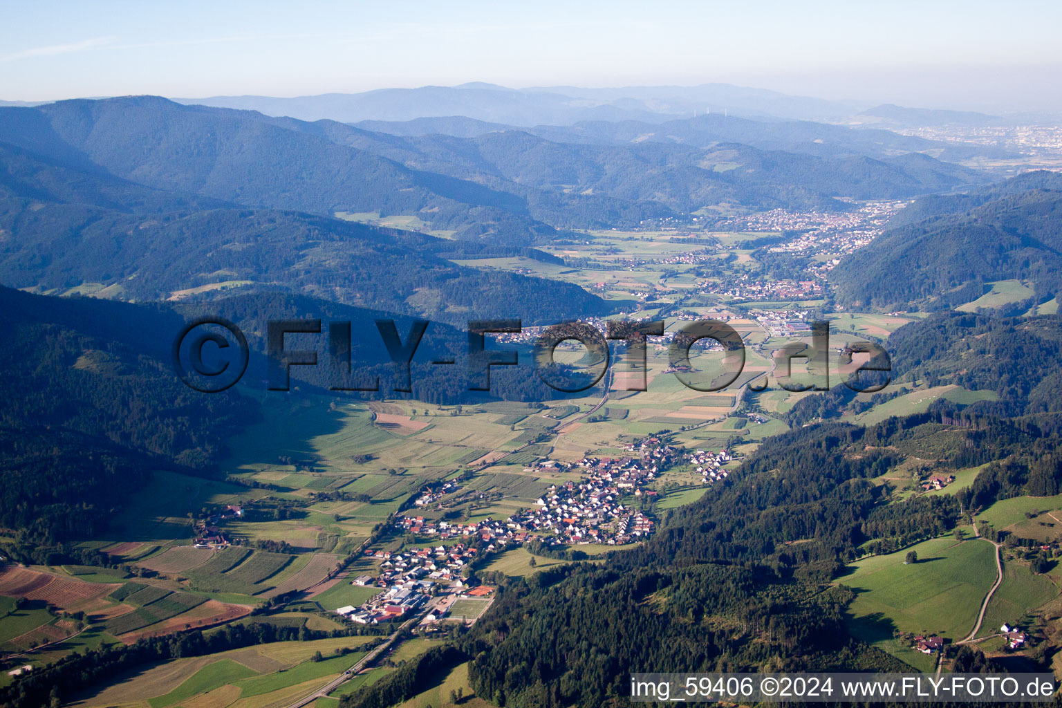 Town View of the streets and houses of the residential areas in Elzach in a valley of the black forest in the state Baden-Wurttemberg