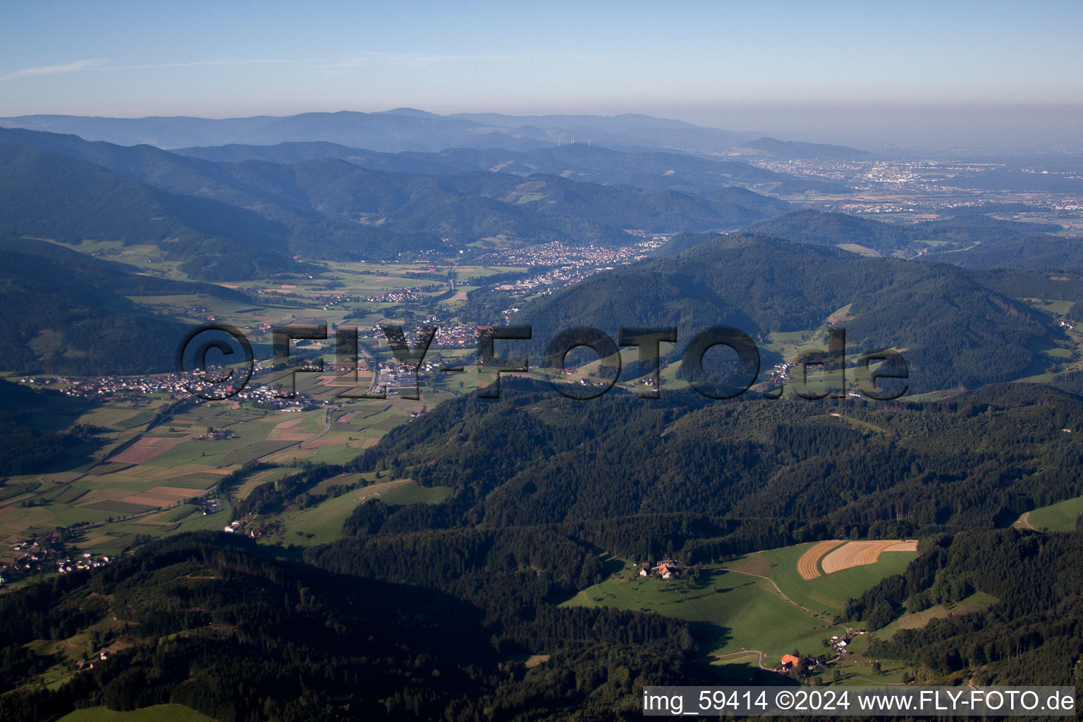 Town View of the streets and houses of the residential areas in Elzach in a valley of the black forest in the state Baden-Wurttemberg