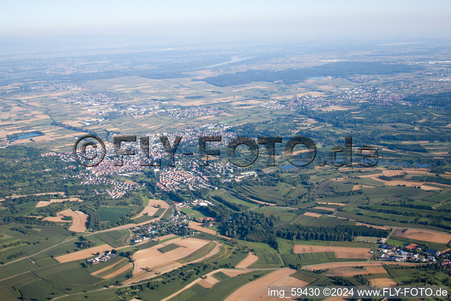 Aerial view of Ettenheim in the state Baden-Wuerttemberg, Germany