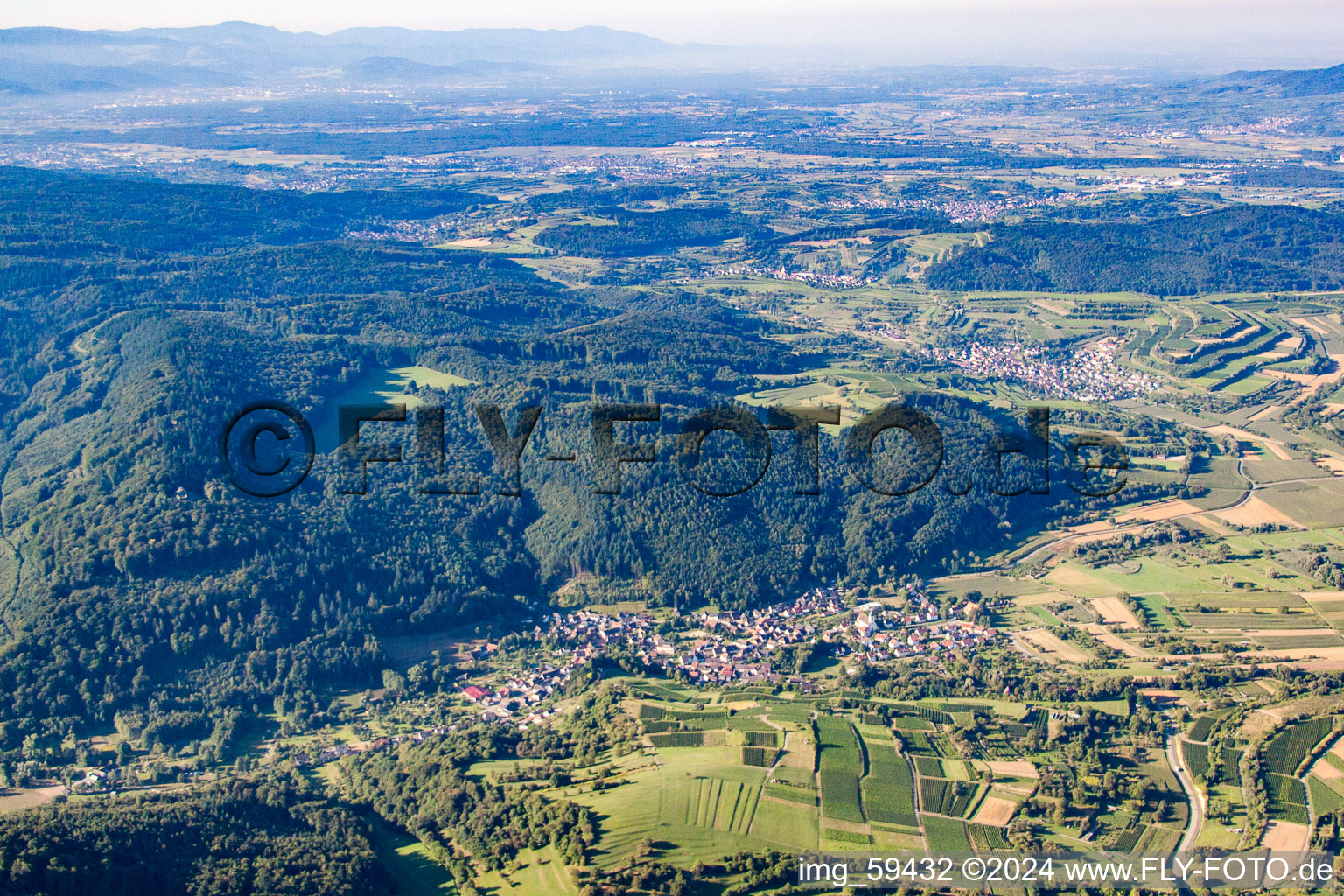 Aerial view of District Bleichheim in Herbolzheim in the state Baden-Wuerttemberg, Germany