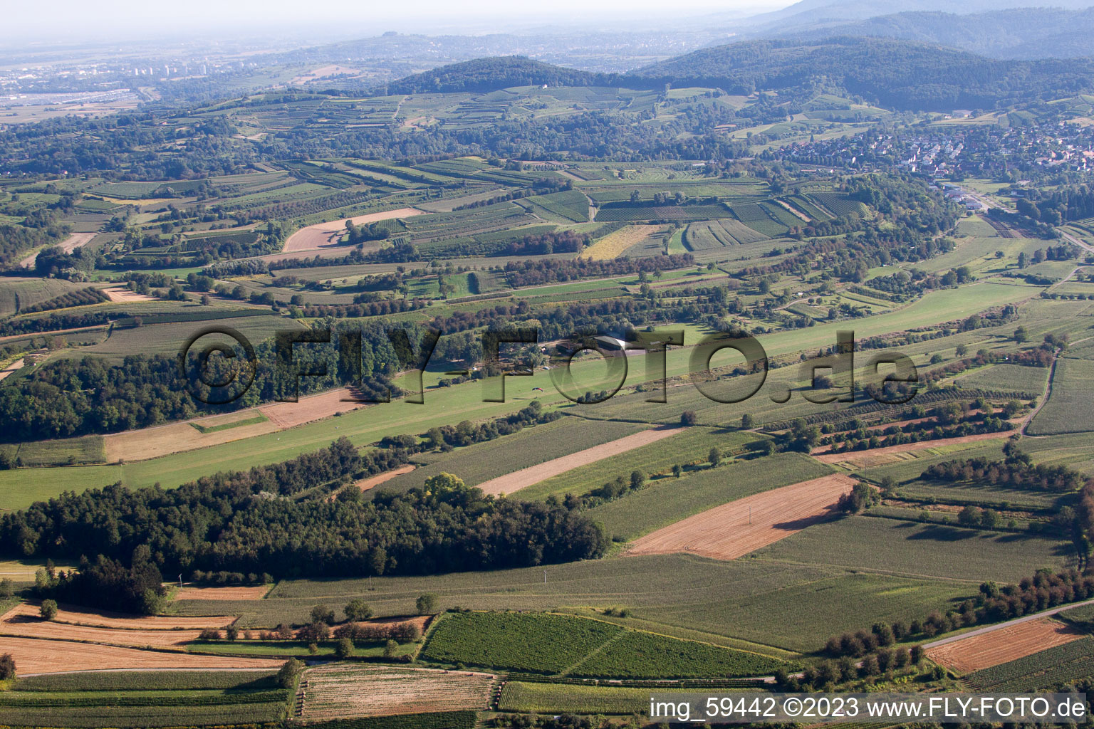 Aerial view of Gliding in Altdorf-Wallburg in the state Baden-Wuerttemberg, Germany
