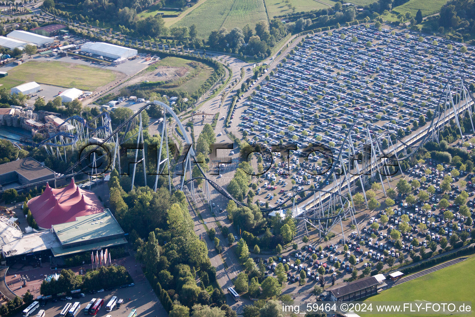 European Park Rust in Rust in the state Baden-Wuerttemberg, Germany from above