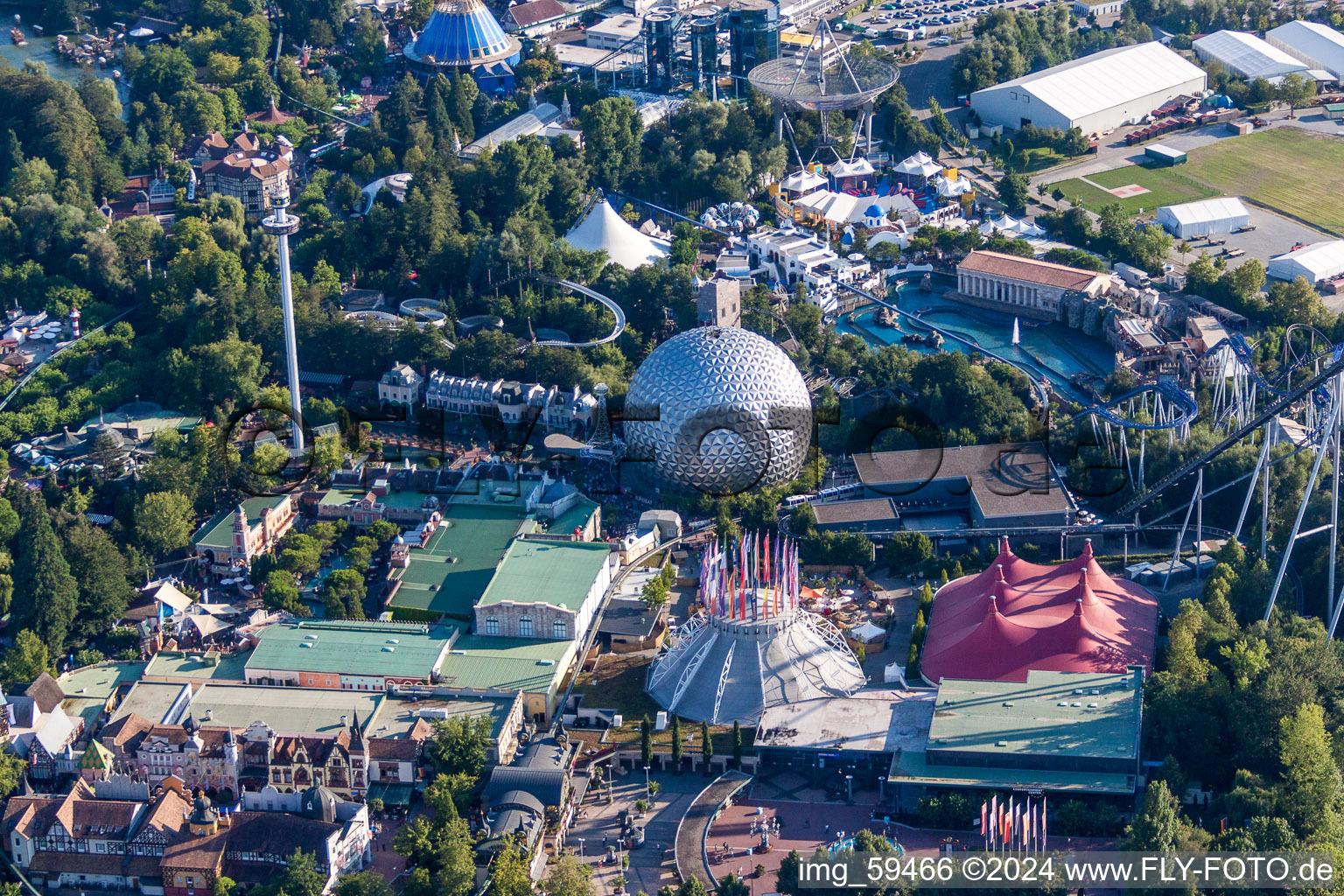 Aerial photograpy of Leisure Centre - Amusement Park Europa-Park in Rust in the state Baden-Wurttemberg, Germany