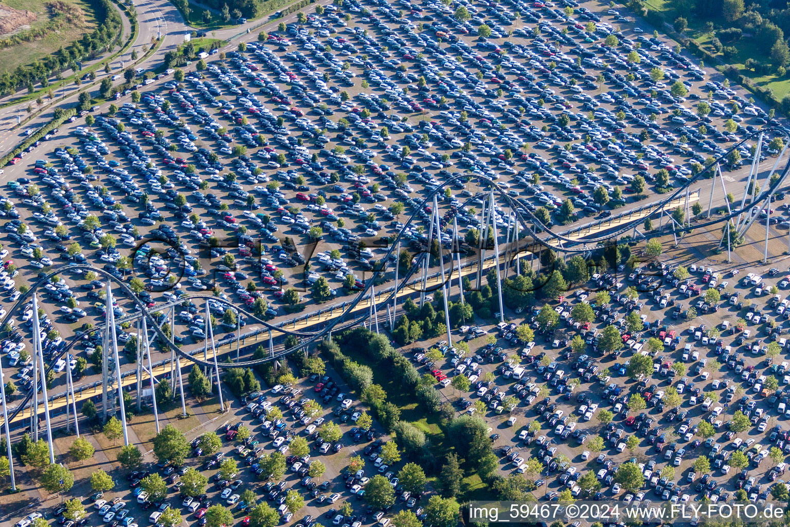 Aerial view of Leisure Centre - Amusement Park Europa-Park in Rust in the state Baden-Wurttemberg, Germany