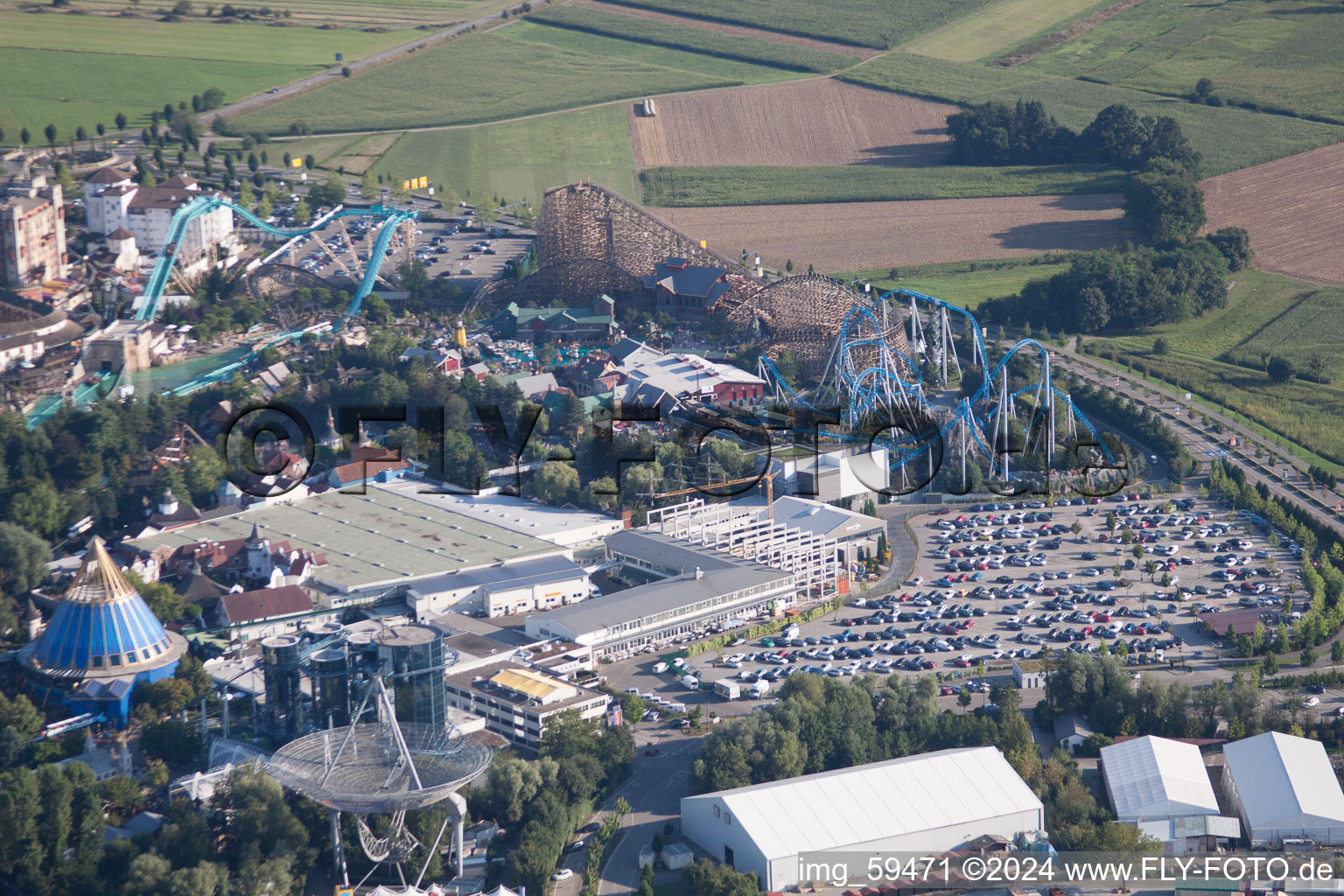 European Park Rust in Rust in the state Baden-Wuerttemberg, Germany seen from above