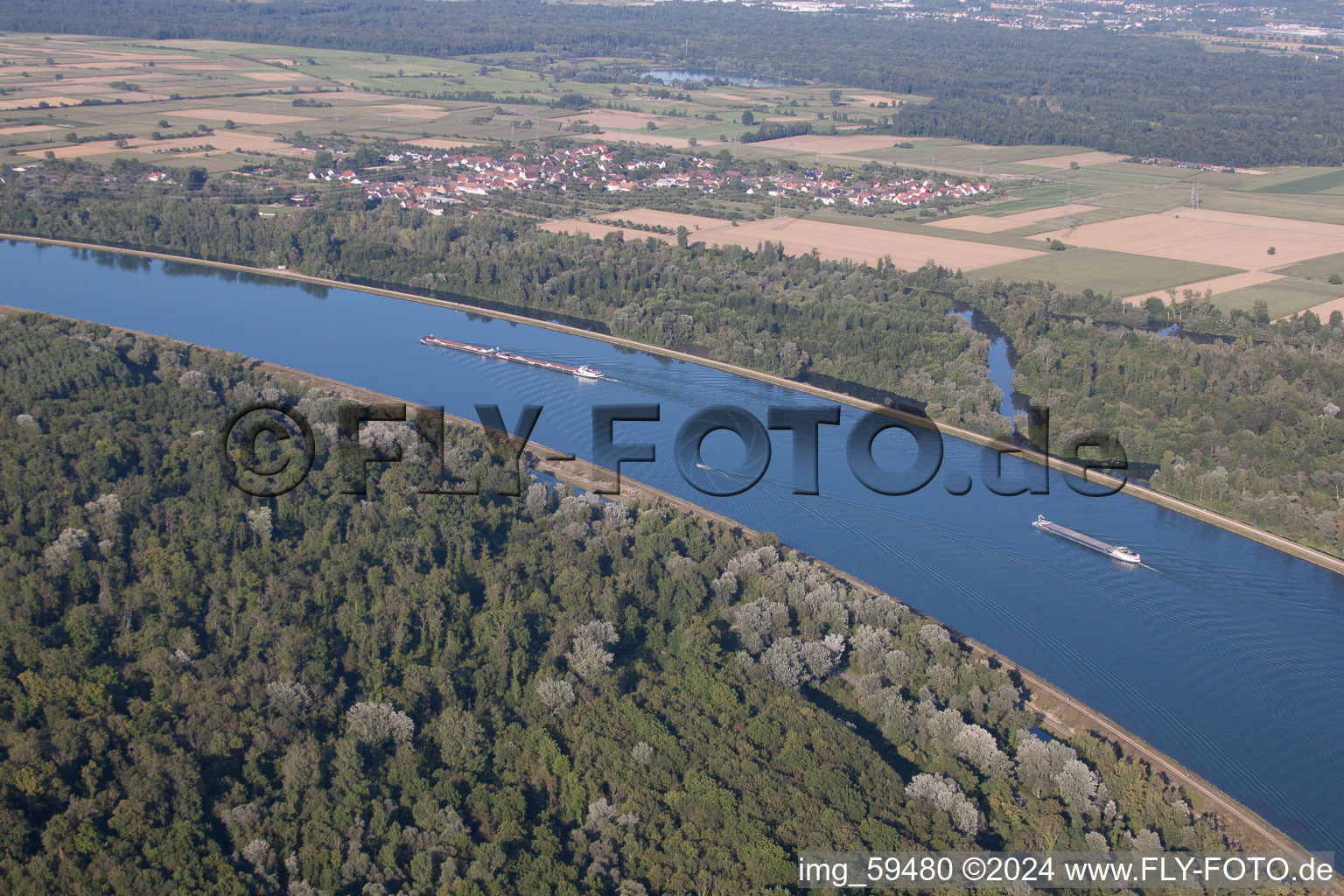 Rhinau in the state Bas-Rhin, France out of the air