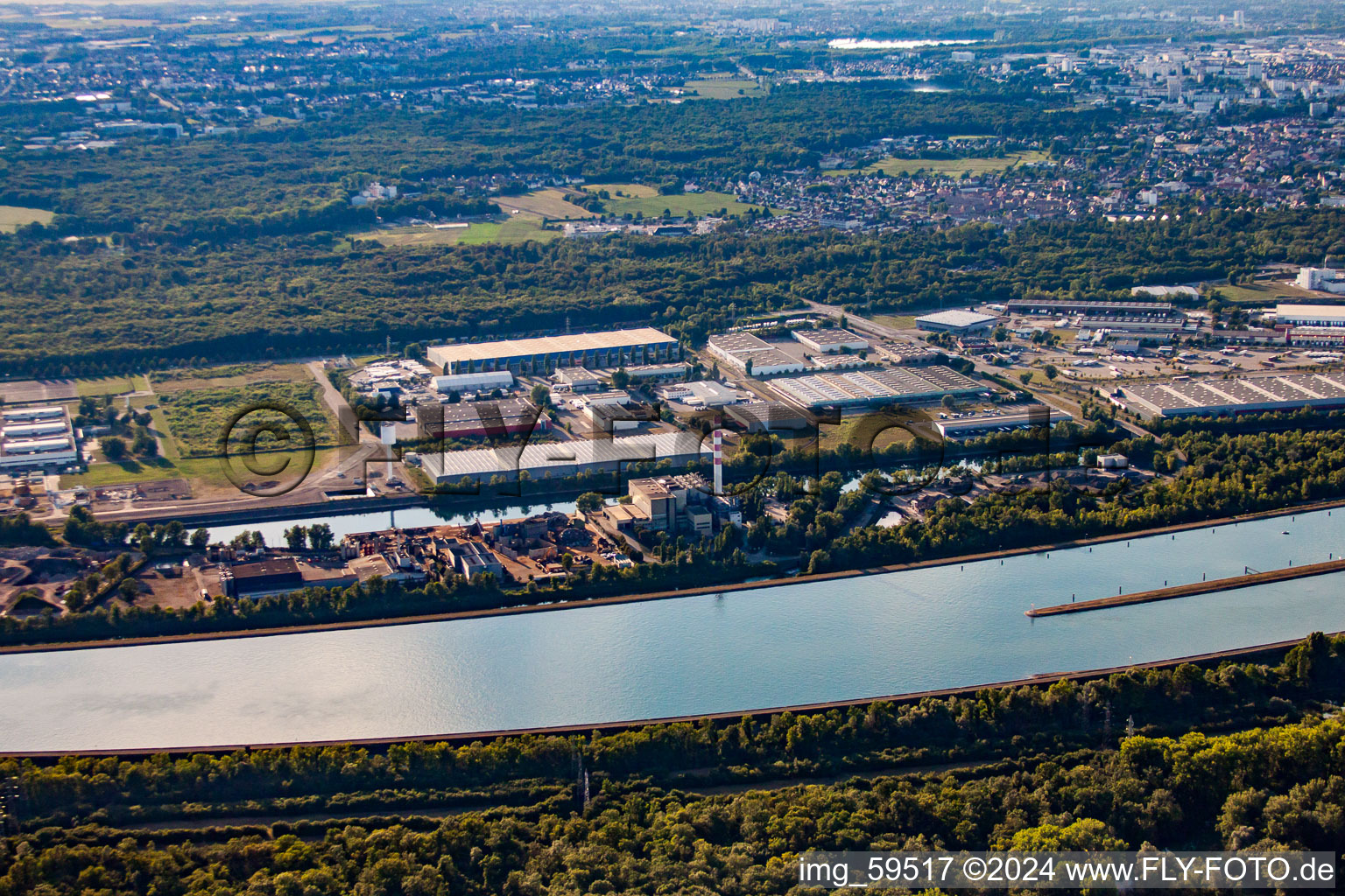 Aerial view of Port of Strasbourg in the district Port du Rhin Sud in Straßburg in the state Bas-Rhin, France