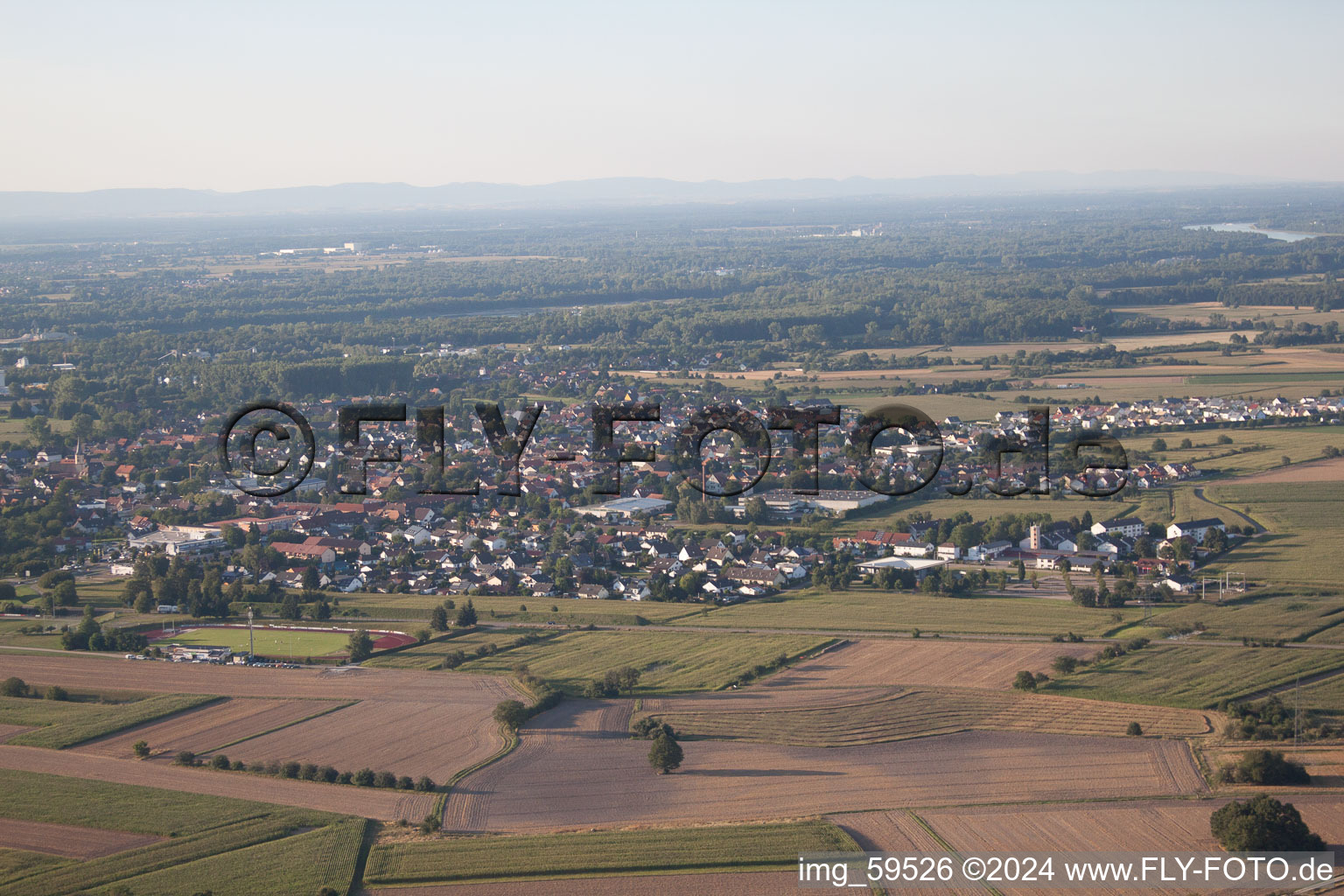 District Rheinbischofsheim in Rheinau in the state Baden-Wuerttemberg, Germany out of the air
