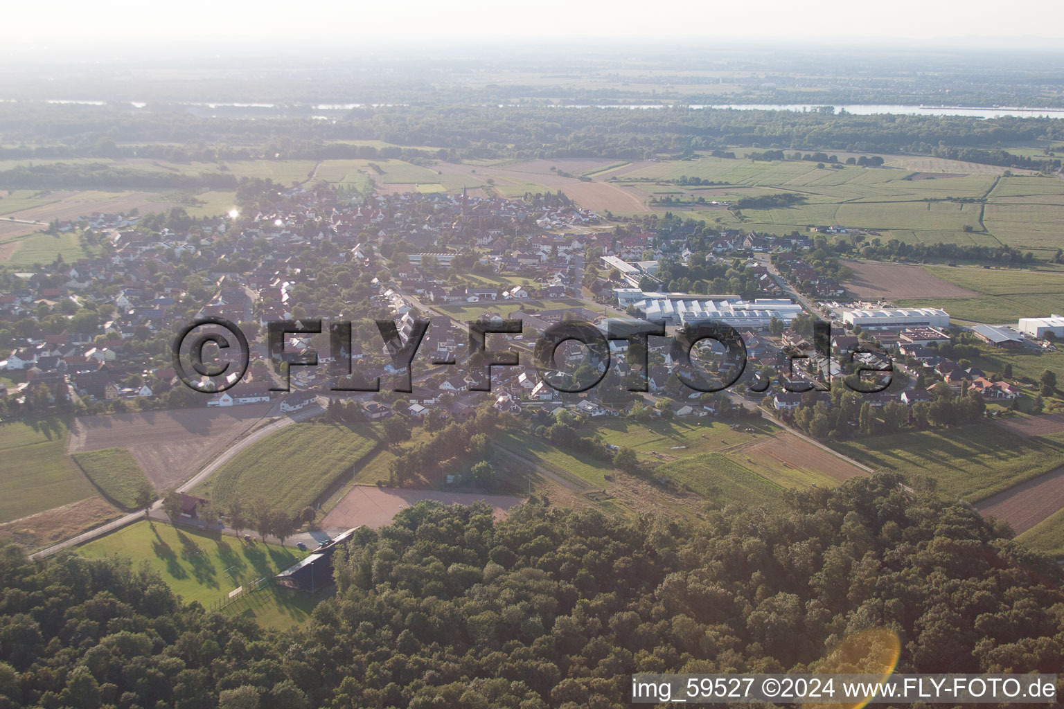 District Rheinbischofsheim in Rheinau in the state Baden-Wuerttemberg, Germany seen from above