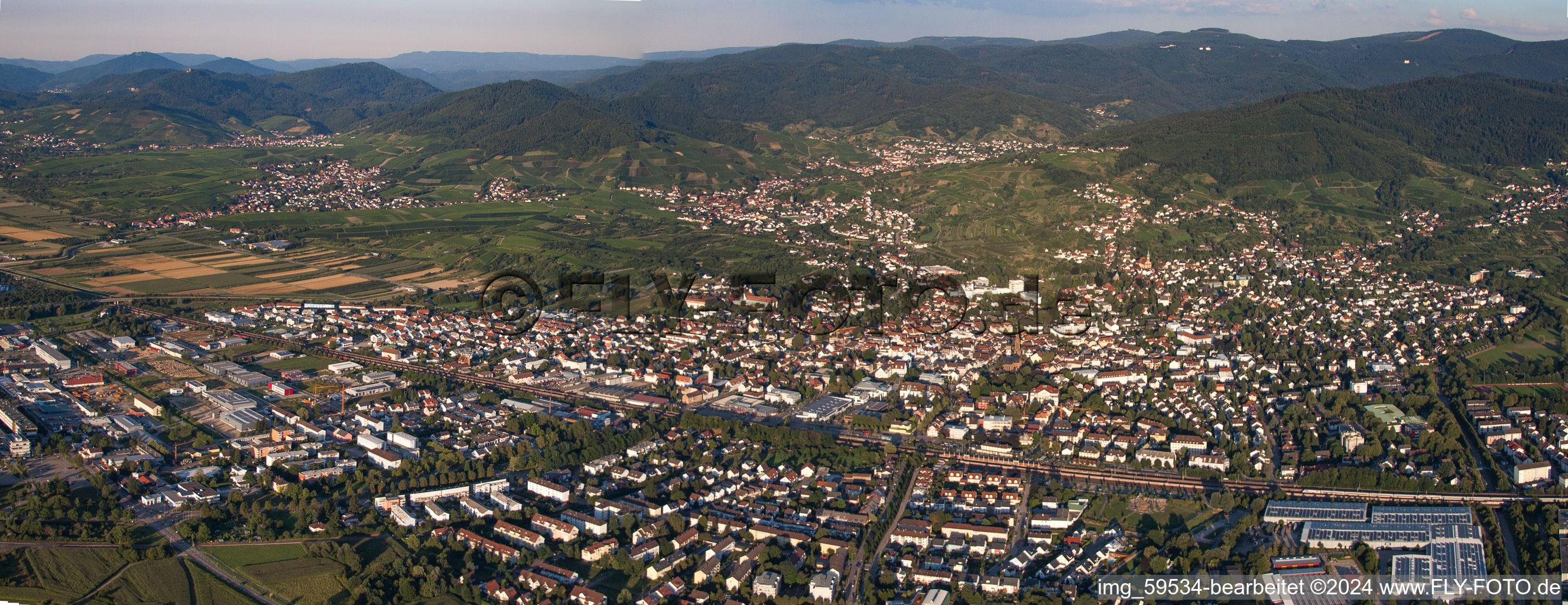 Aerial view of From the west in Bühl in the state Baden-Wuerttemberg, Germany