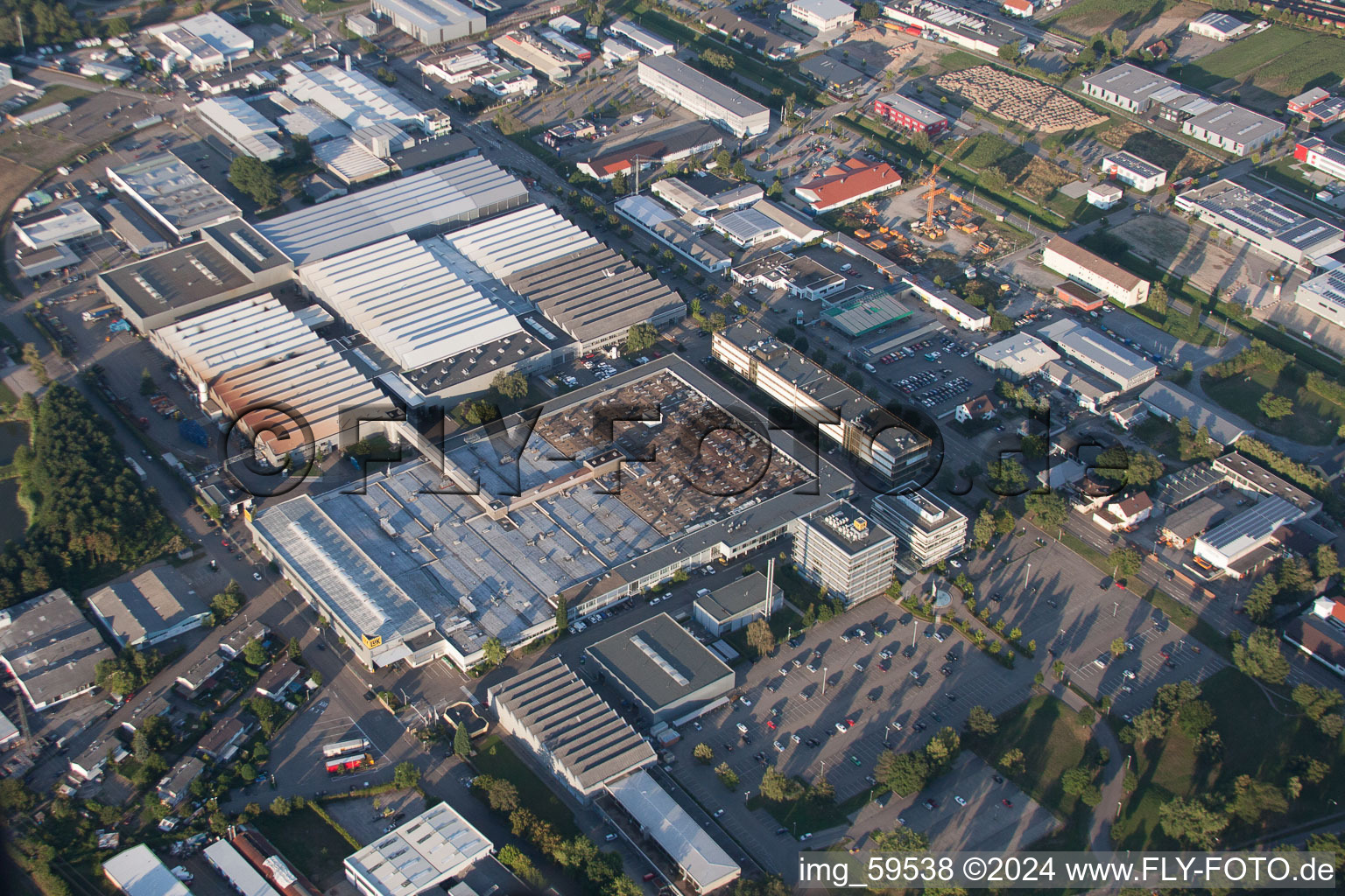 Aerial view of Industrial area with LUK in Bühl in the state Baden-Wuerttemberg, Germany