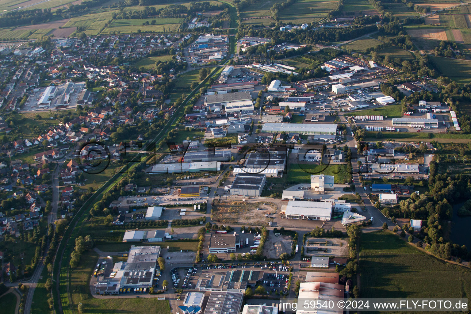 Industrial area in the district Vimbuch in Bühl in the state Baden-Wuerttemberg, Germany out of the air