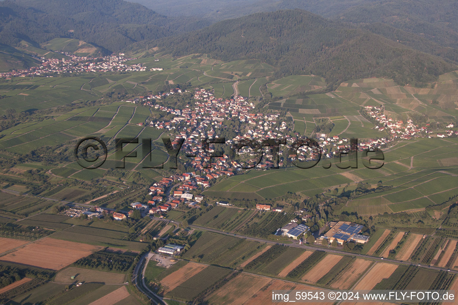 Drone recording of District Eisental in Bühl in the state Baden-Wuerttemberg, Germany