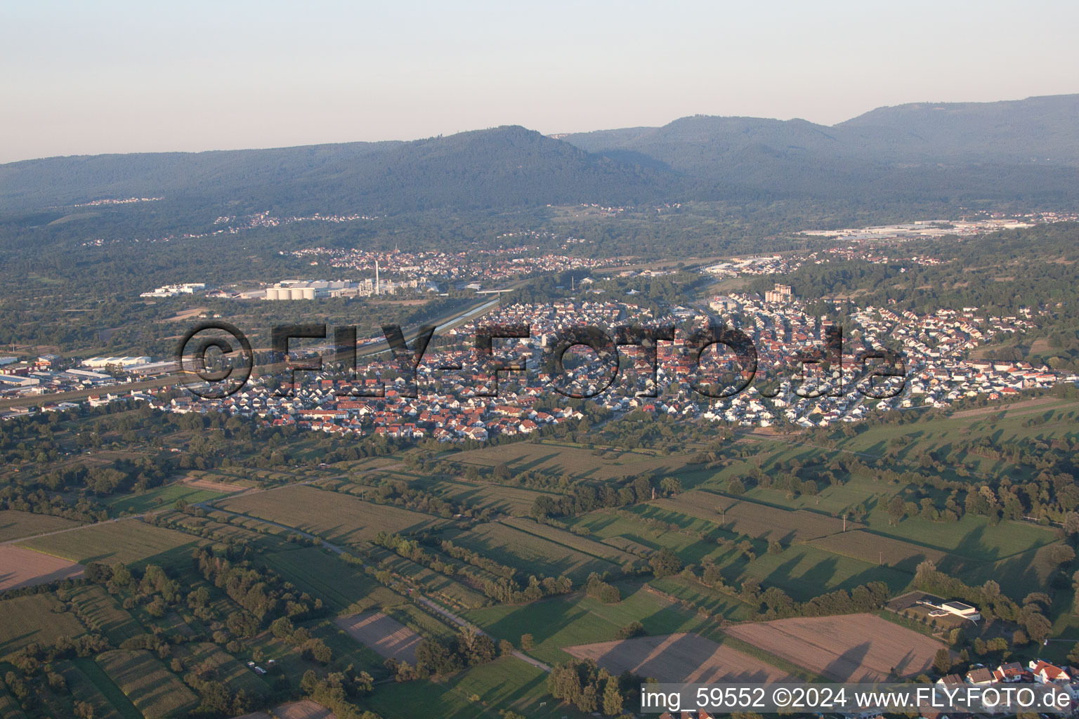 Kuppenheim in the state Baden-Wuerttemberg, Germany seen from above