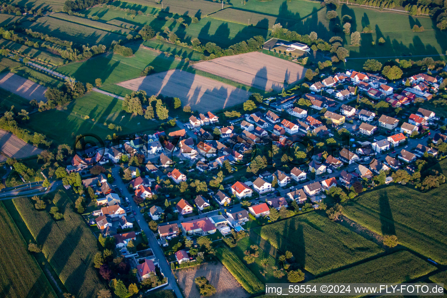 Aerial view of Kuppenheim, Förch in the district Förch in Rastatt in the state Baden-Wuerttemberg, Germany