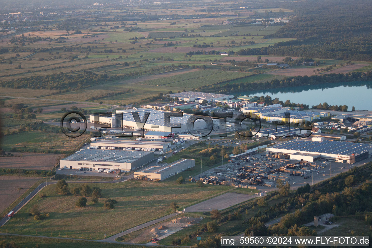 Aerial photograpy of Industrial area W in Muggensturm in the state Baden-Wuerttemberg, Germany