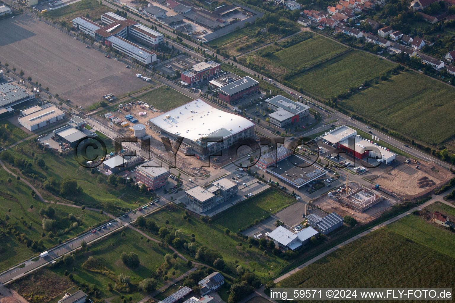 Aerial view of State Garden Show Grounds at Ebenberg in the district Queichheim in Landau in der Pfalz in the state Rhineland-Palatinate, Germany