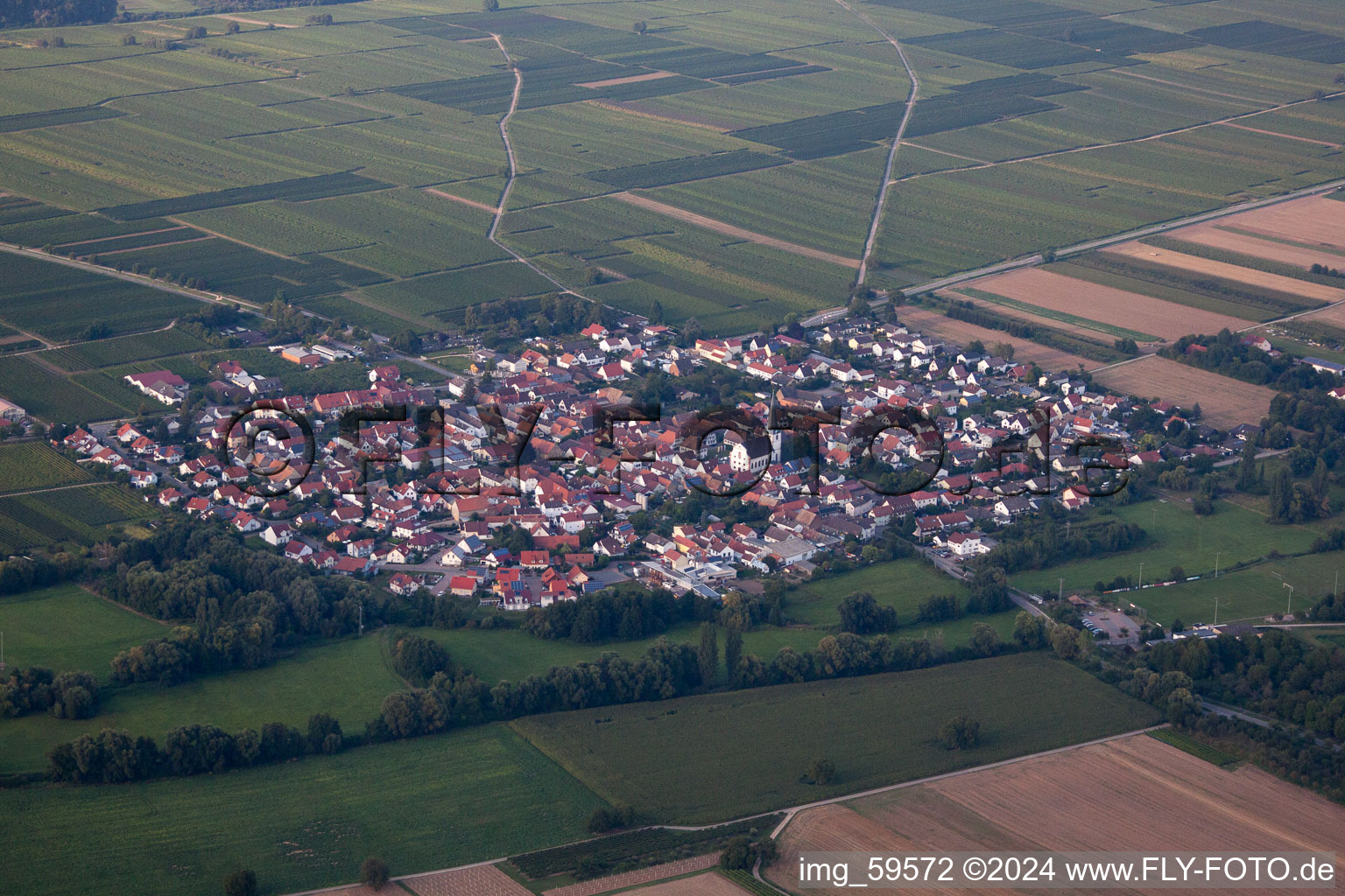 Drone image of Venningen in the state Rhineland-Palatinate, Germany