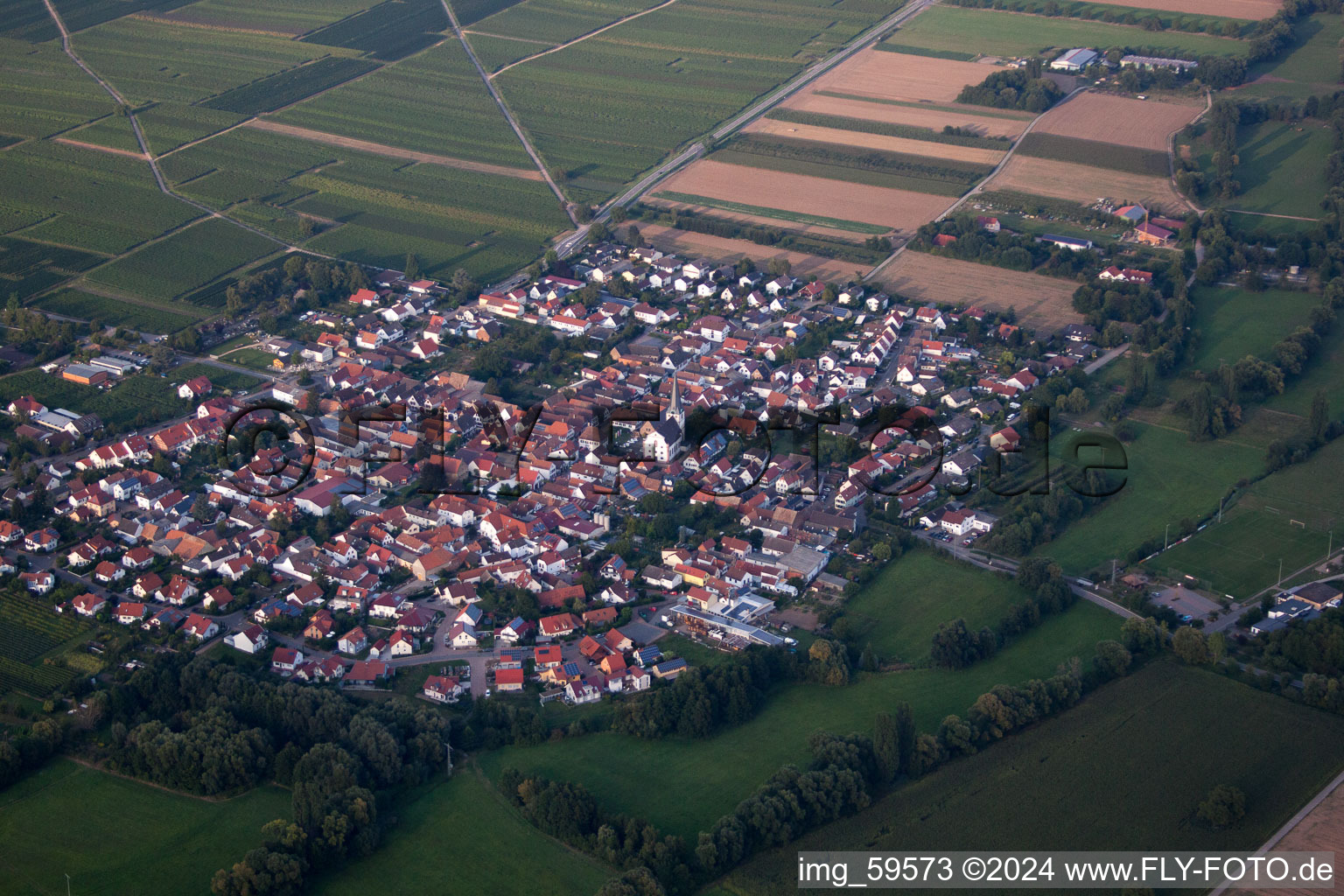 Venningen in the state Rhineland-Palatinate, Germany from the drone perspective