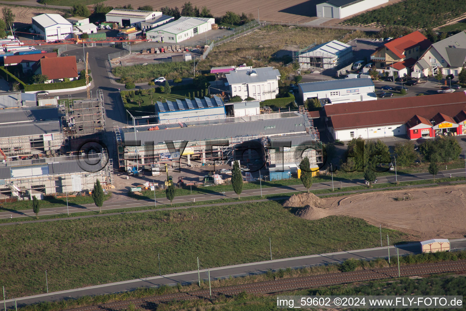 Bird's eye view of Rülzheim in the state Rhineland-Palatinate, Germany