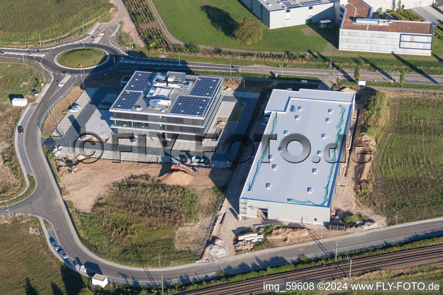 Aerial view of Industrial and commercial area Nord with ITK Engineering GmbH in Ruelzheim in the state Rhineland-Palatinate, Germany