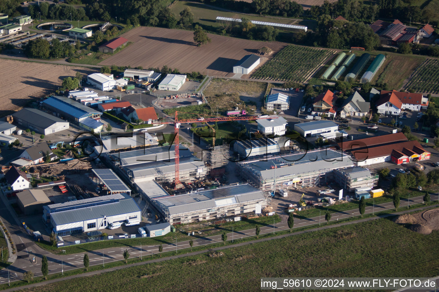 Aerial view of Rülzheim in the state Rhineland-Palatinate, Germany