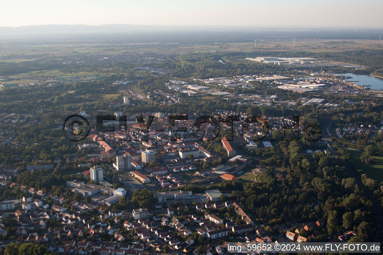 Bird's eye view of Germersheim in the state Rhineland-Palatinate, Germany