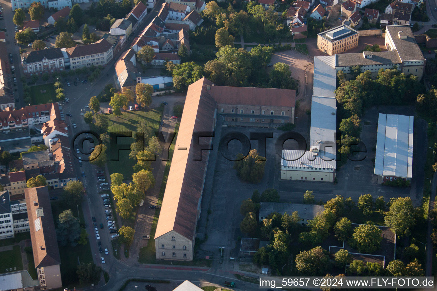 Germersheim in the state Rhineland-Palatinate, Germany from a drone