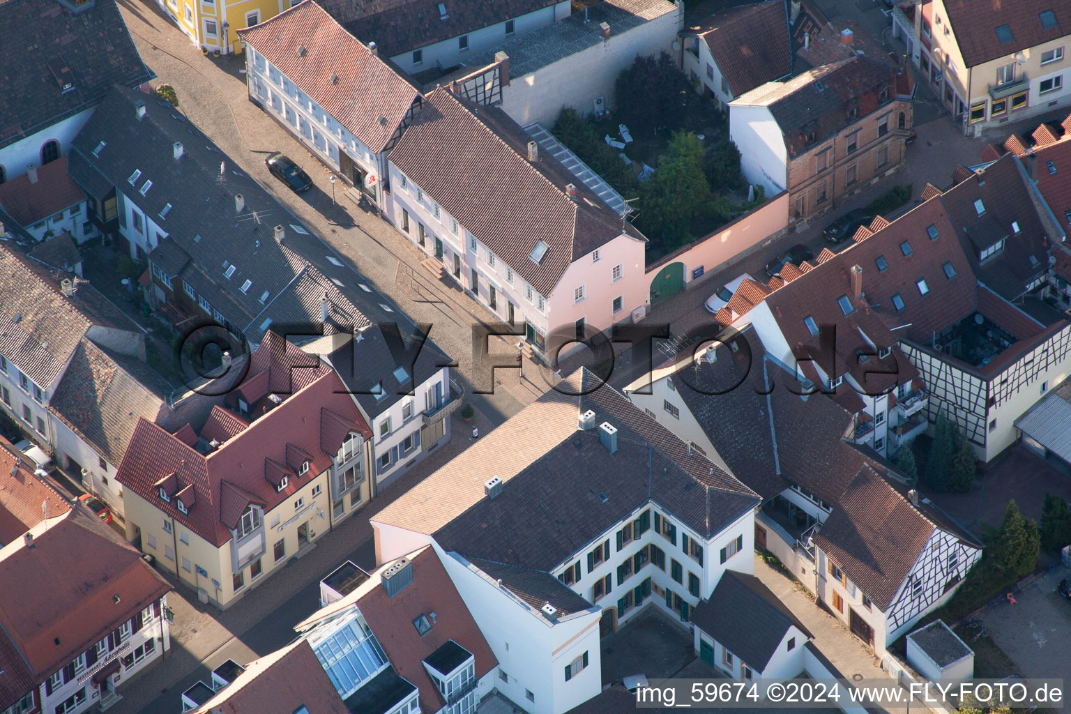 Bird's eye view of Germersheim in the state Rhineland-Palatinate, Germany