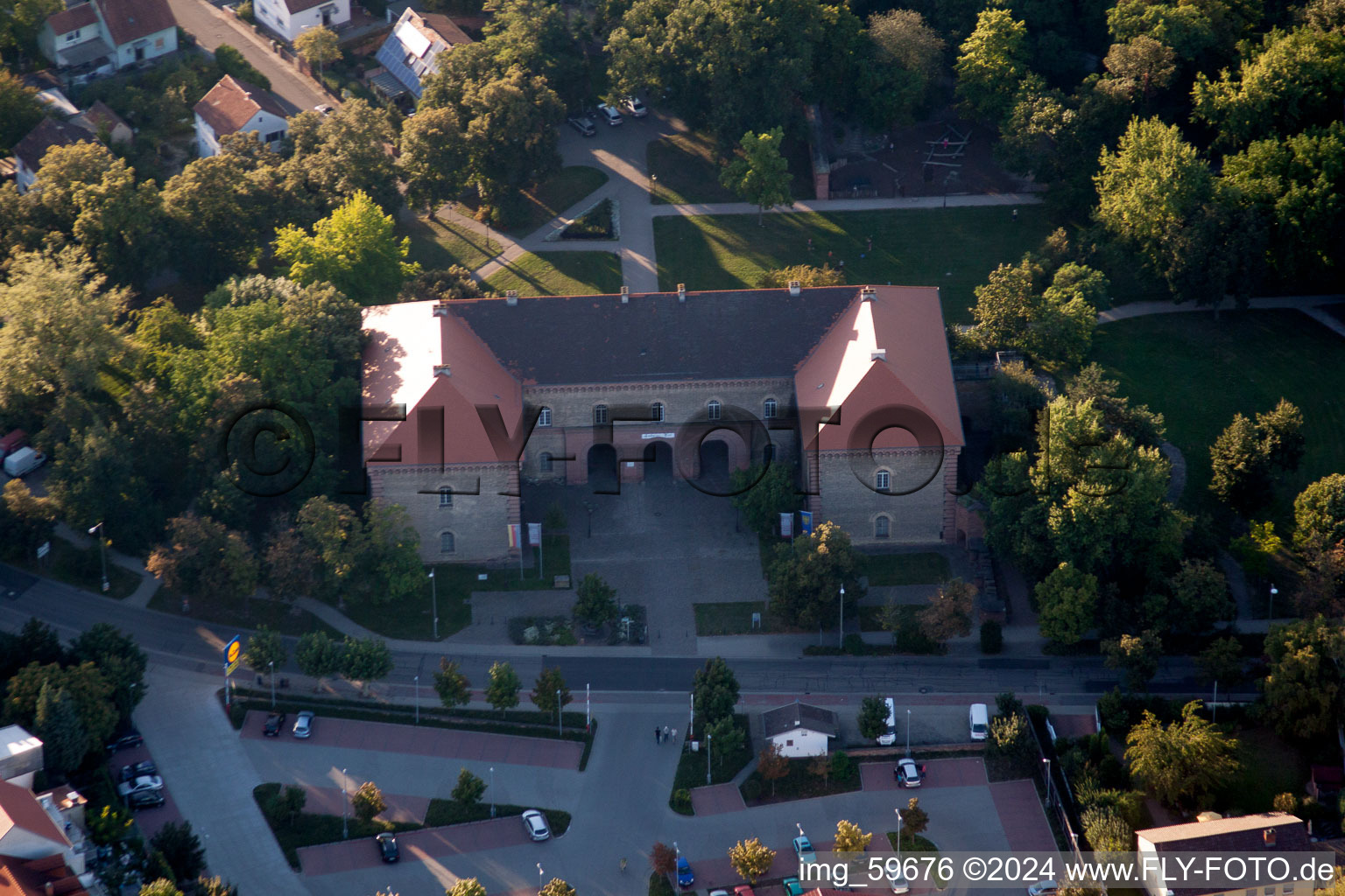 Drone recording of Germersheim in the state Rhineland-Palatinate, Germany