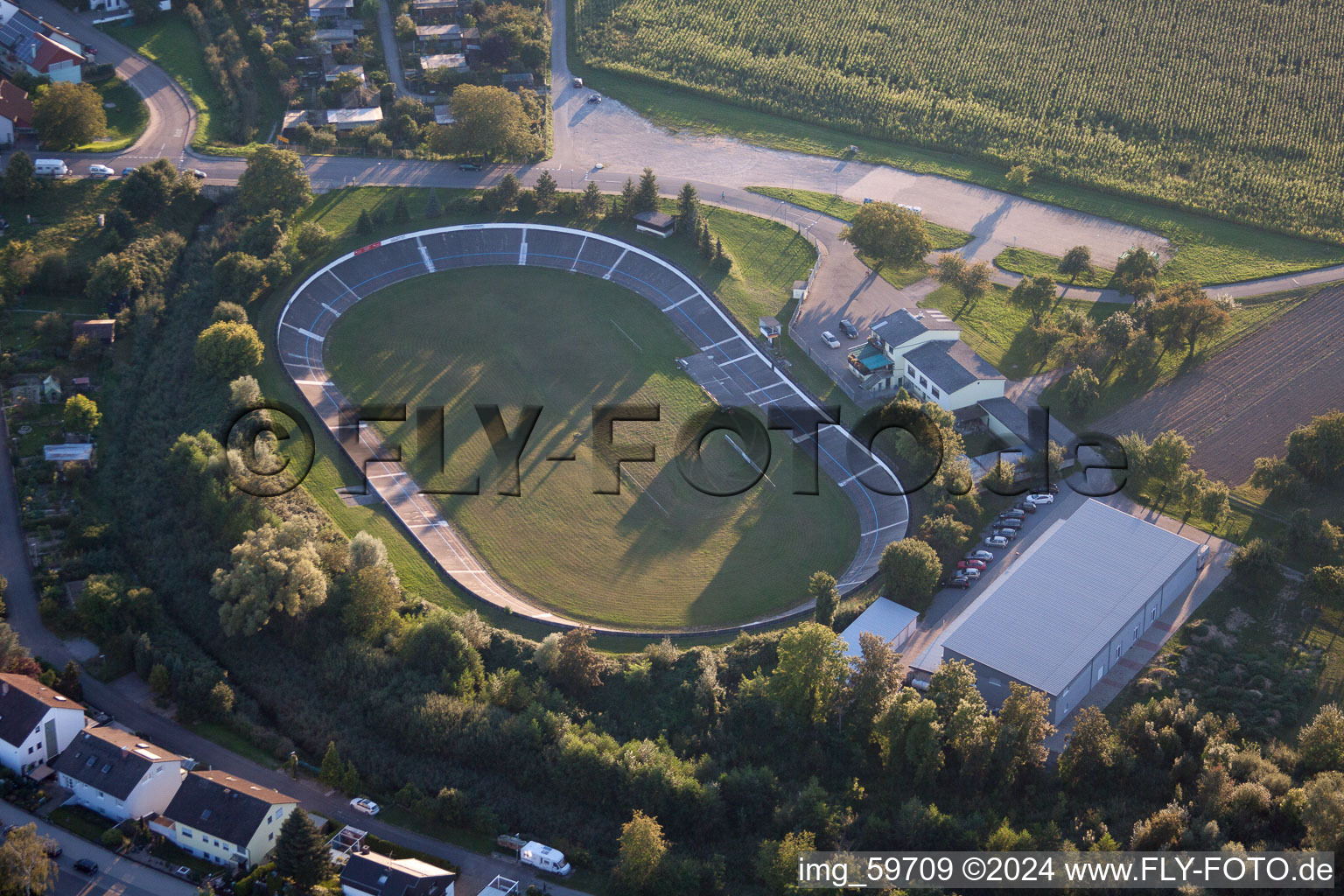 Racetrack racecourse - trotting RV Badenia Linkenheim in Linkenheim-Hochstetten in the state Baden-Wurttemberg