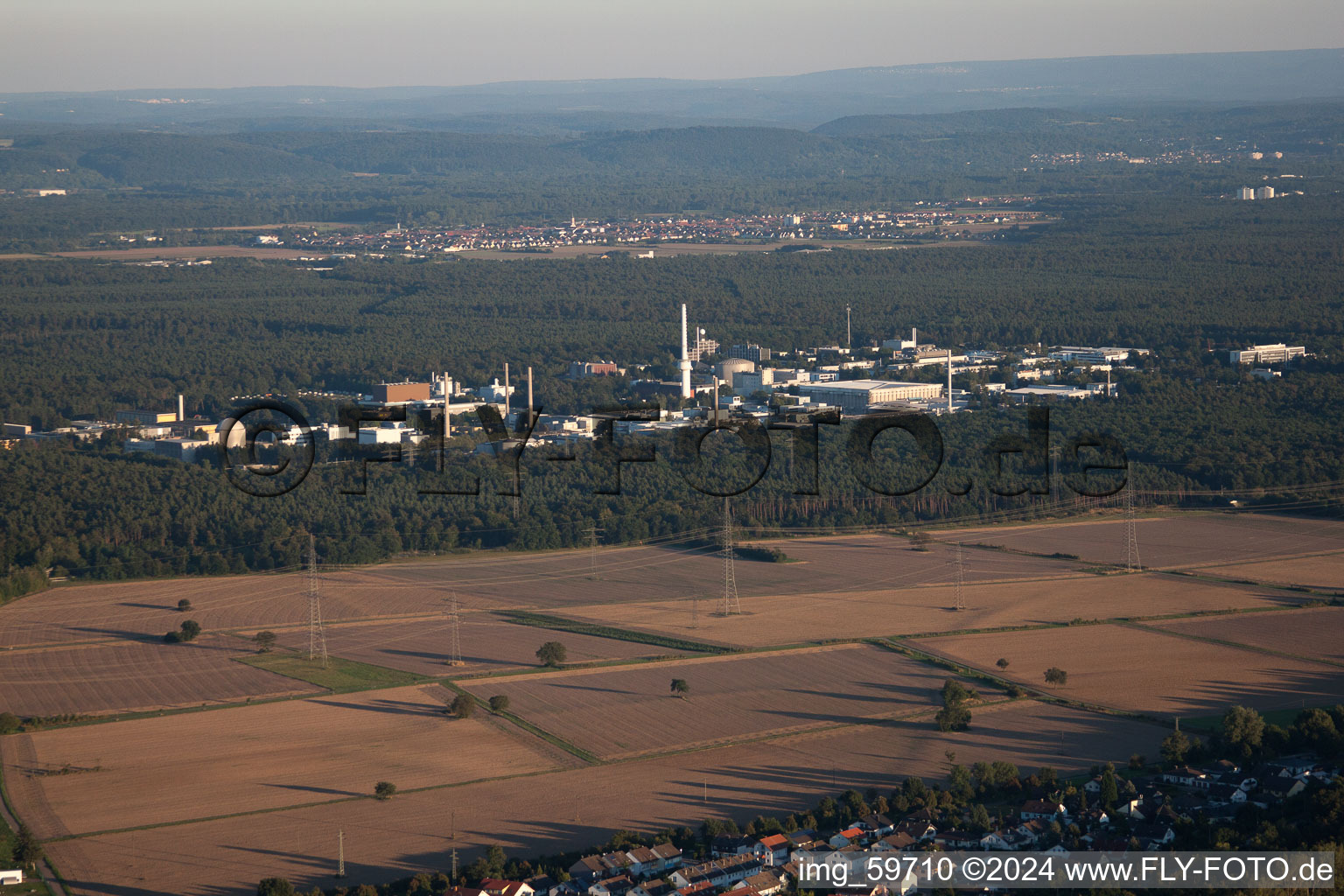 Aerial view of KFZ AKA KIT Nord in the district Leopoldshafen in Eggenstein-Leopoldshafen in the state Baden-Wuerttemberg, Germany