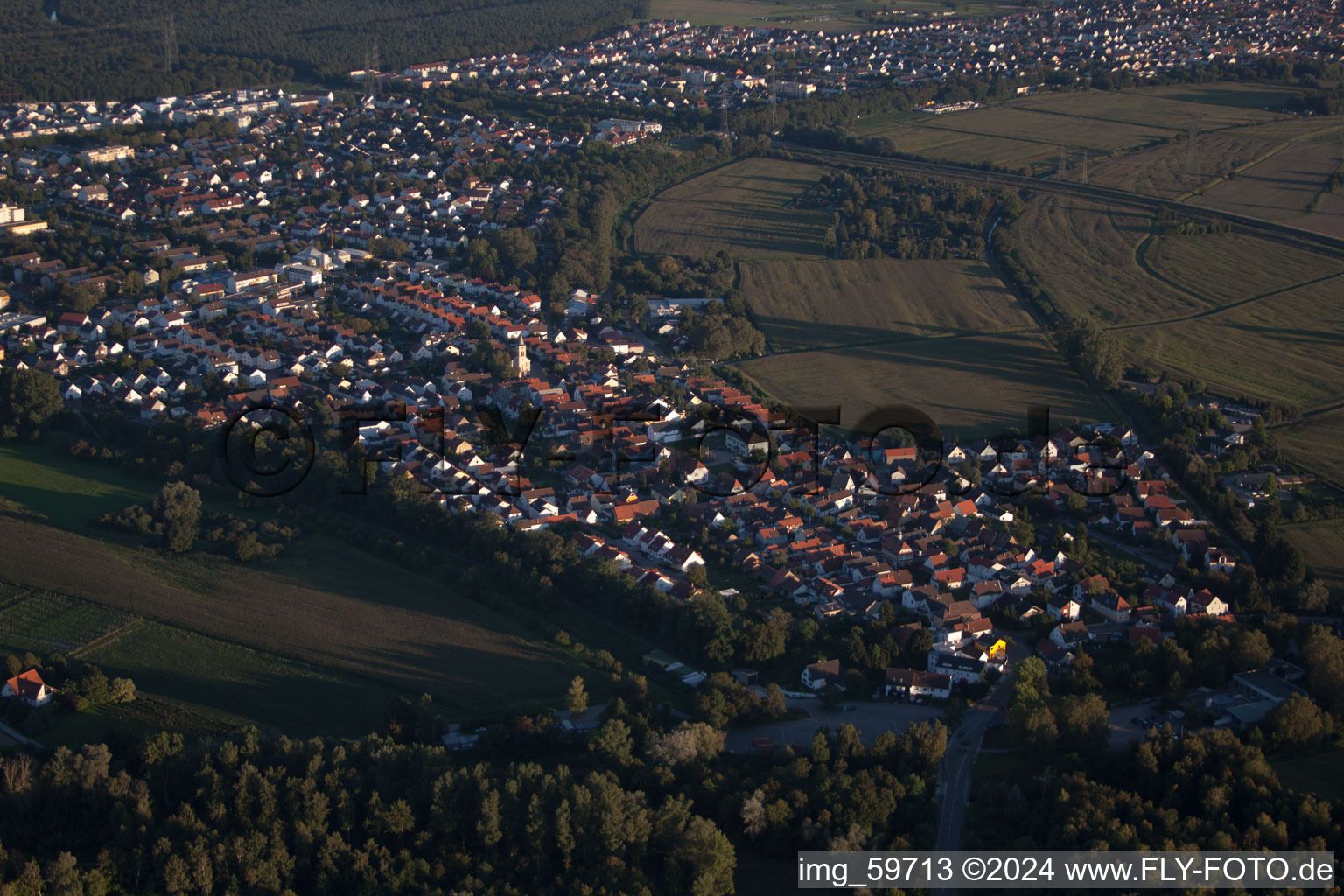 District Eggenstein in Eggenstein-Leopoldshafen in the state Baden-Wuerttemberg, Germany out of the air