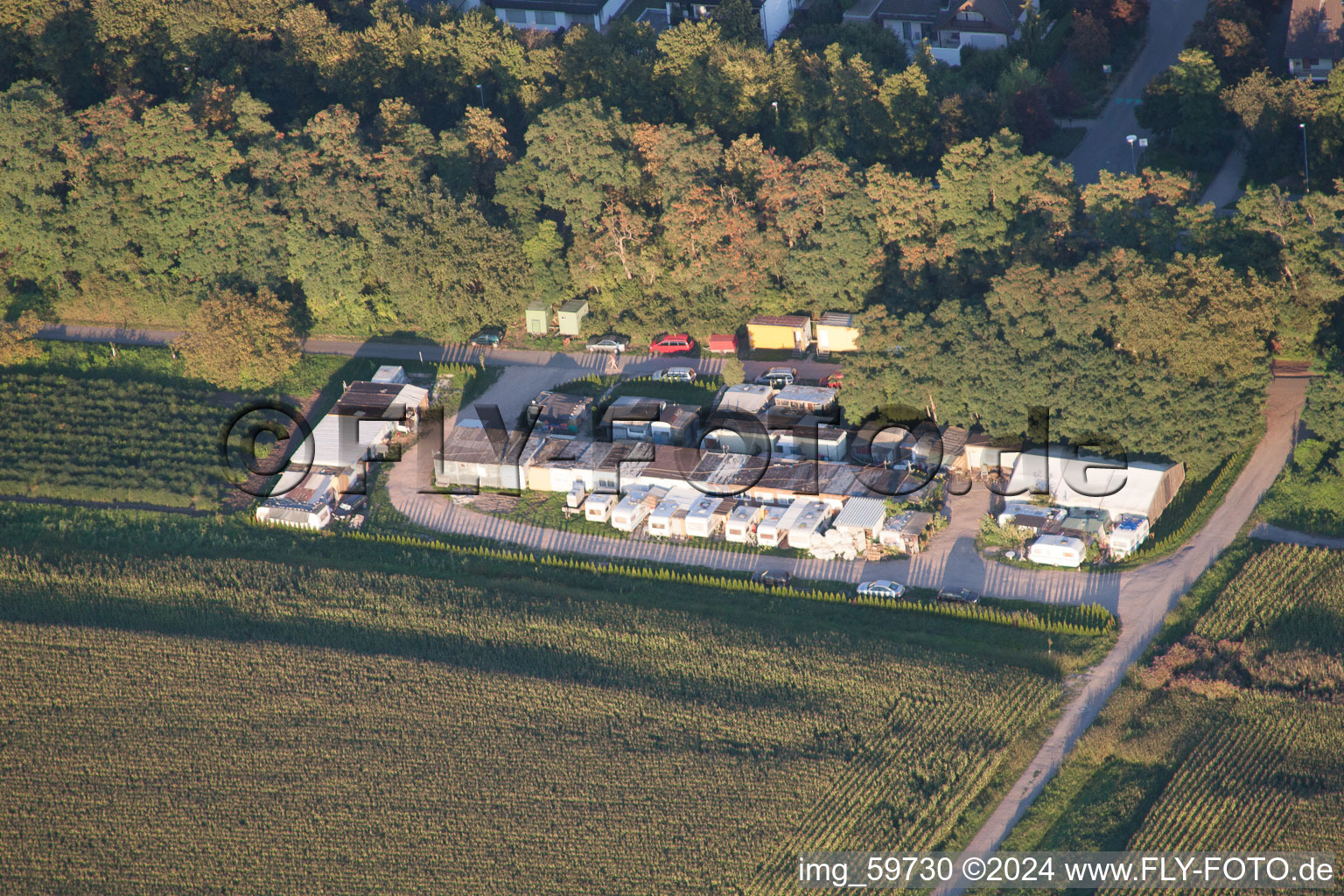 Drone image of District Leopoldshafen in Eggenstein-Leopoldshafen in the state Baden-Wuerttemberg, Germany