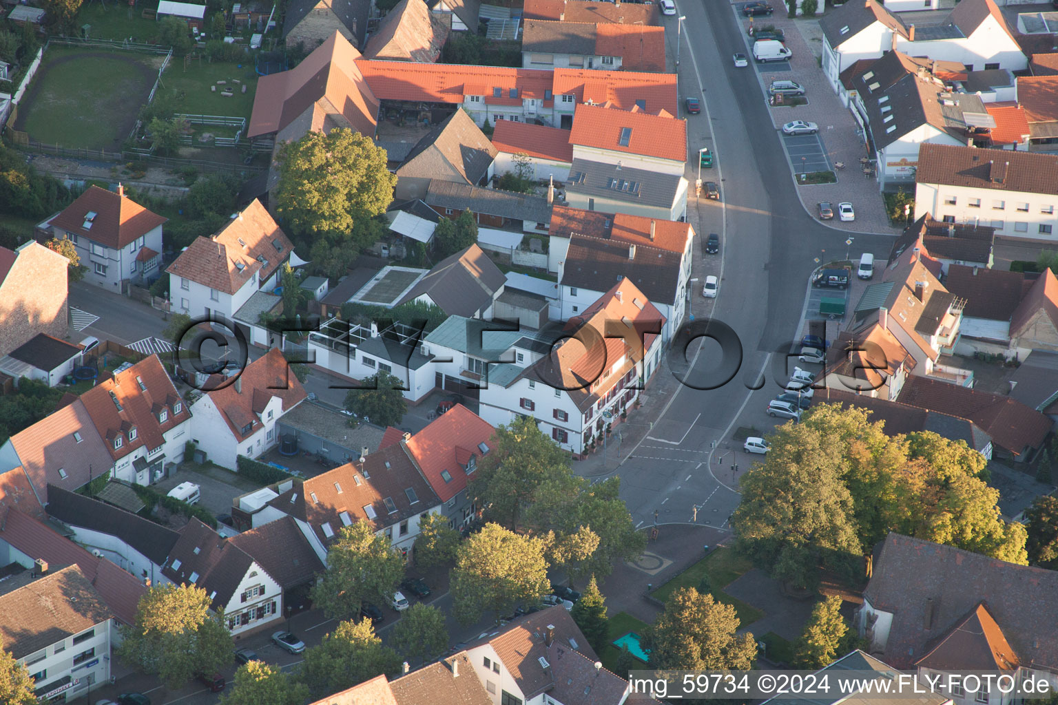 Drone image of District Eggenstein in Eggenstein-Leopoldshafen in the state Baden-Wuerttemberg, Germany