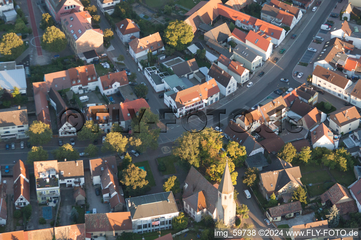 Aerial photograpy of To the Lion in the district Eggenstein in Eggenstein-Leopoldshafen in the state Baden-Wuerttemberg, Germany