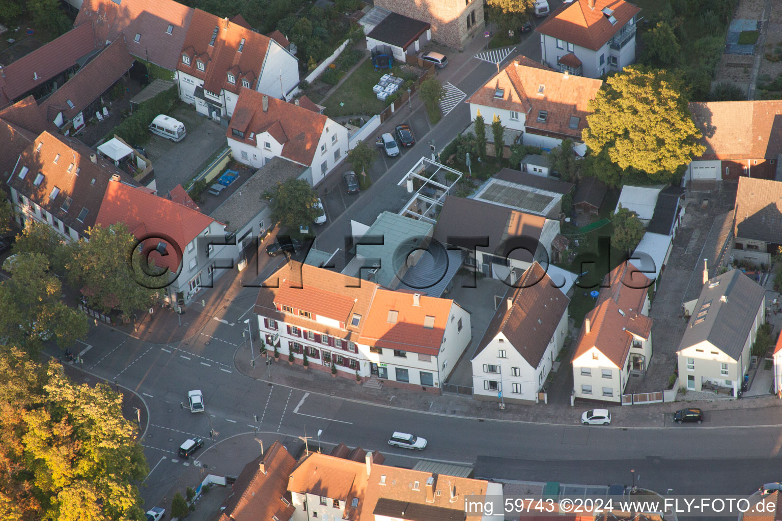 To the Lion in the district Eggenstein in Eggenstein-Leopoldshafen in the state Baden-Wuerttemberg, Germany out of the air