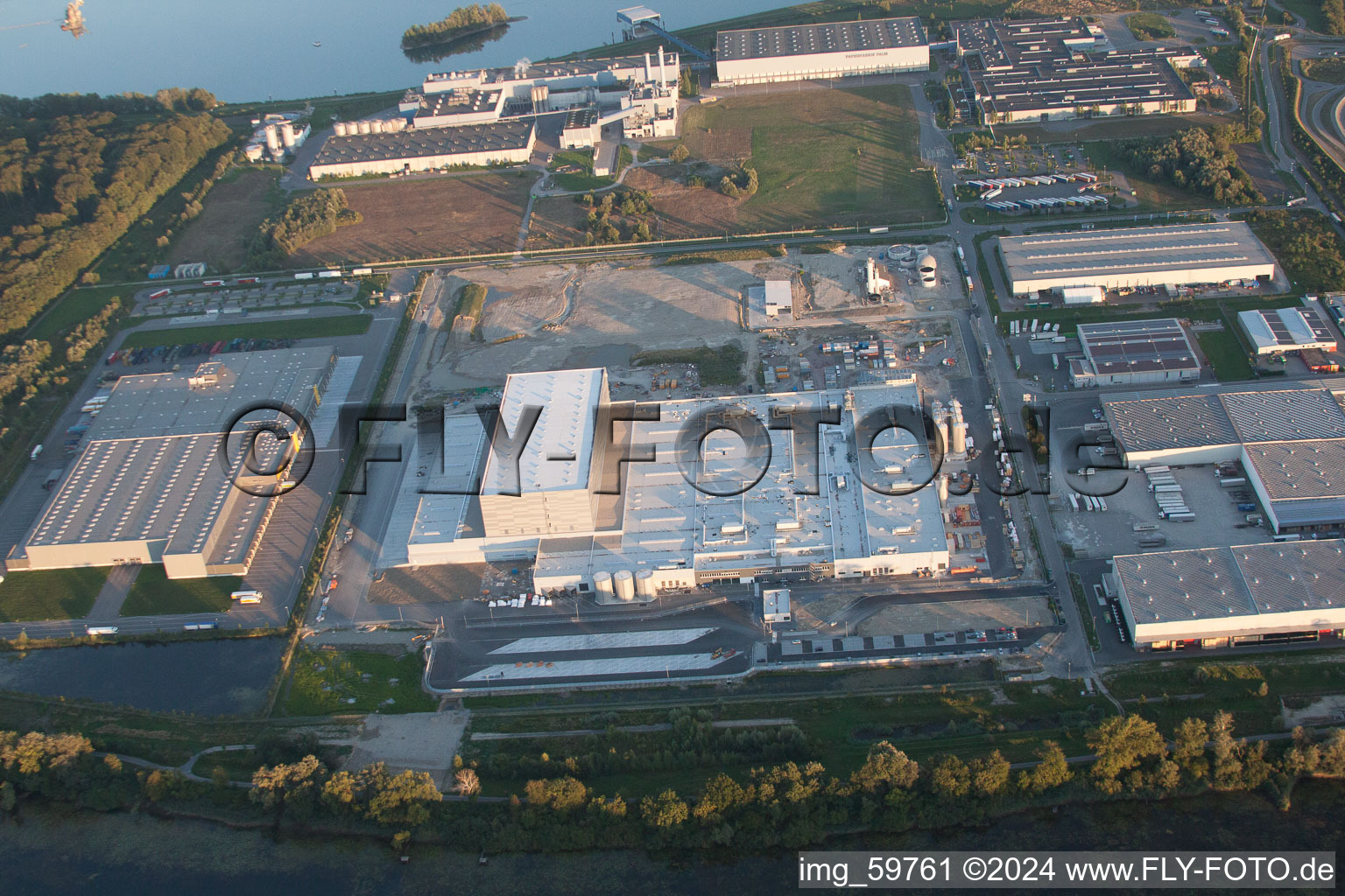 Oberwald Industrial Area in Wörth am Rhein in the state Rhineland-Palatinate, Germany out of the air