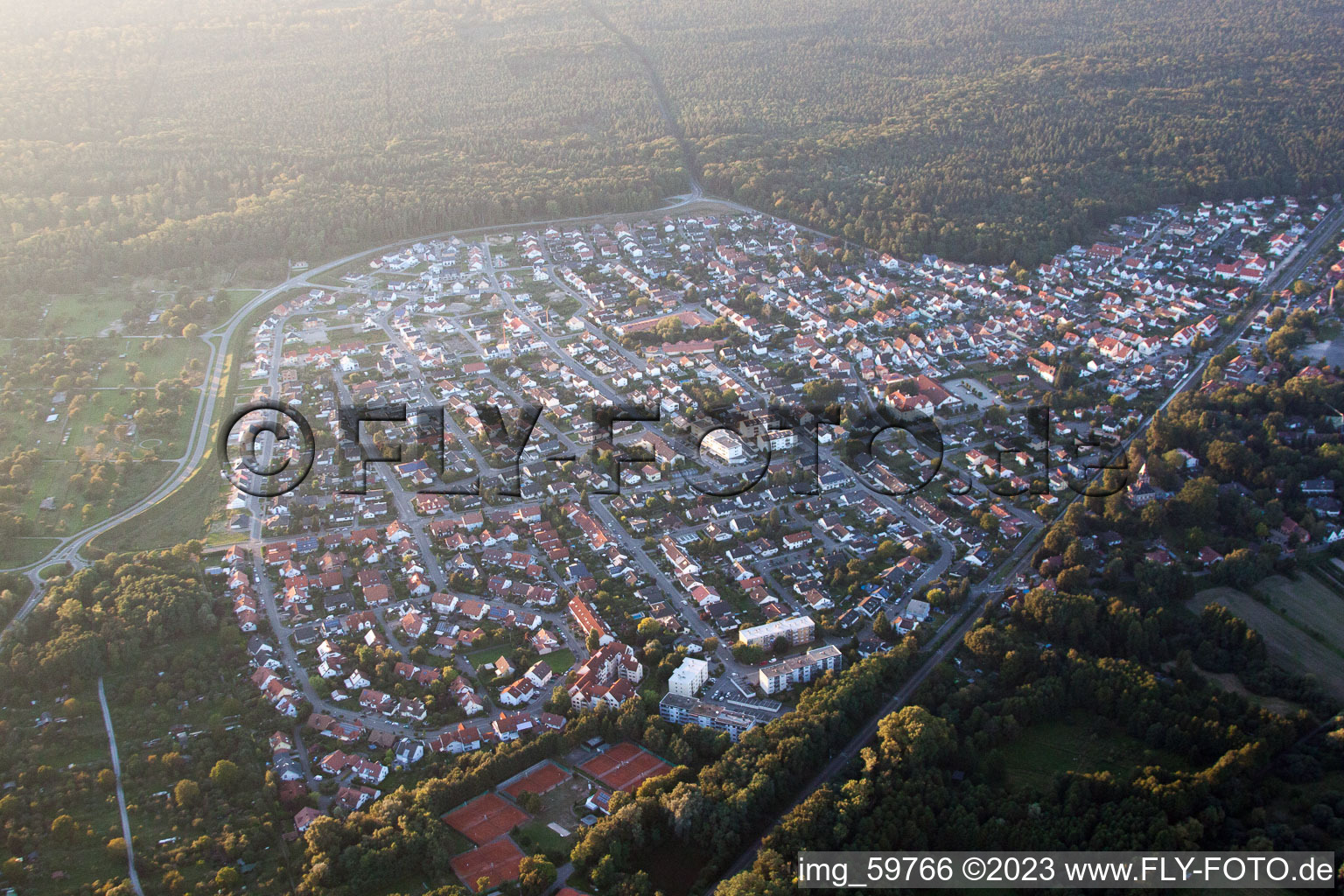 Jockgrim in the state Rhineland-Palatinate, Germany viewn from the air