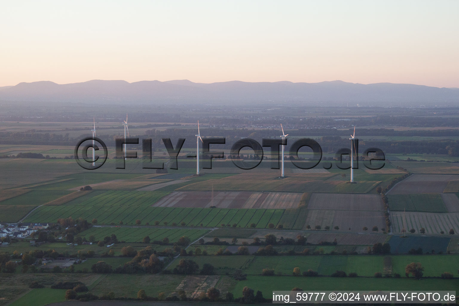 Minfeld in the state Rhineland-Palatinate, Germany seen from a drone